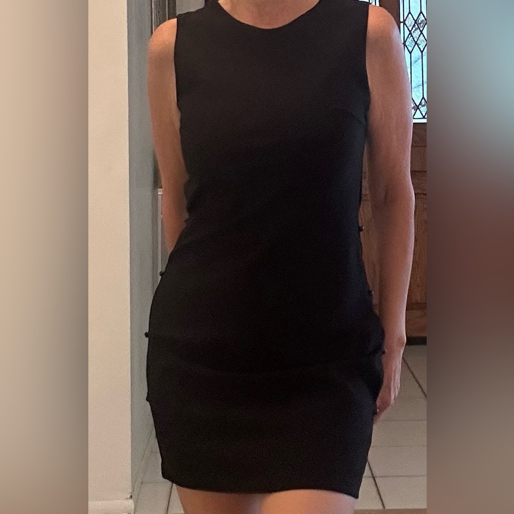 Elegant Black Midi Dress with Cutout Details